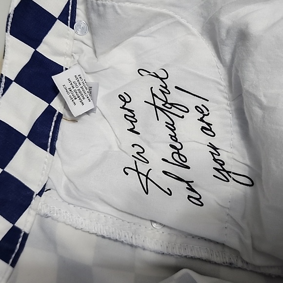 Checked Stretchy Wide Flare in Blue & White, A Beautiful Soul, Long Sz 12 - Picture 9 of 9